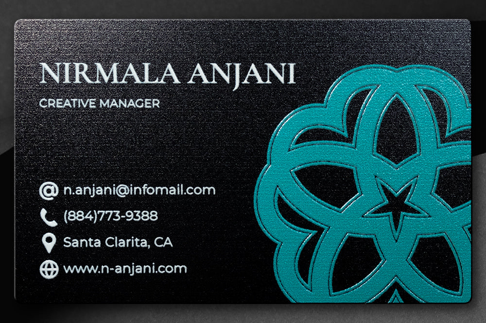 Custom aluminum business card featuring vivid full-color printing and luxury appeal.