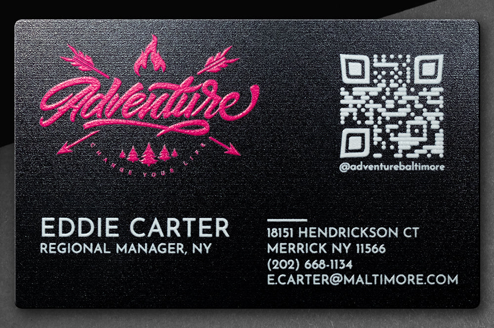 Custom aluminum business card featuring vivid full-color printing and luxury appeal.