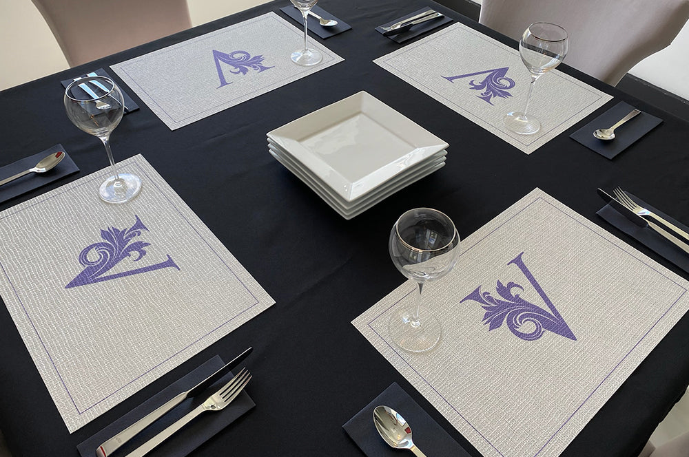 Custom-printed vinyl placemat ideal for kitchens and dining tables, combining style and durability.