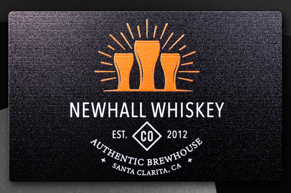 Durable full-color aluminum business card with a modern and professional look.