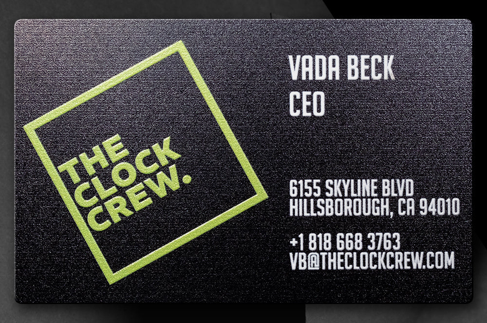 Custom aluminum business card featuring vivid full-color printing and luxury appeal.