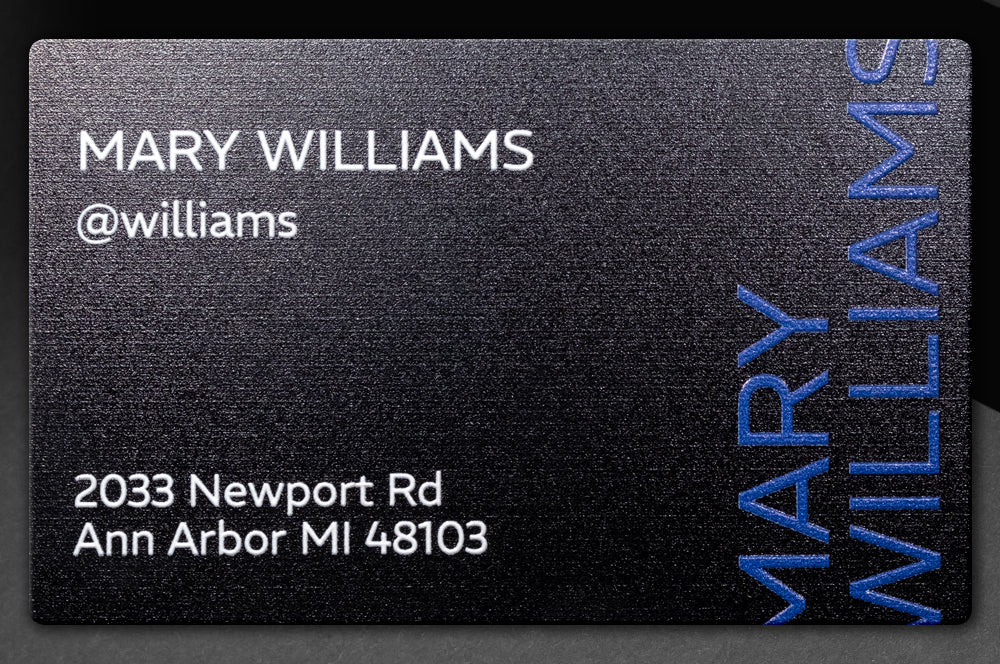 Waterproof and scratch-resistant full-color aluminum business card for professionals.