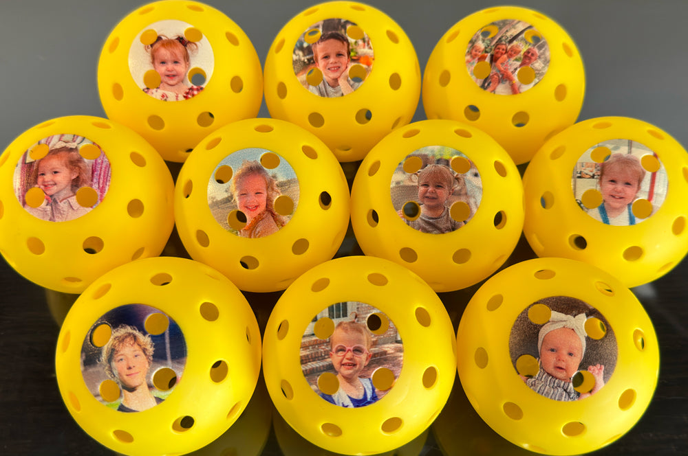 Personalized photo pickleballs, a unique custom gift for sports enthusiasts.