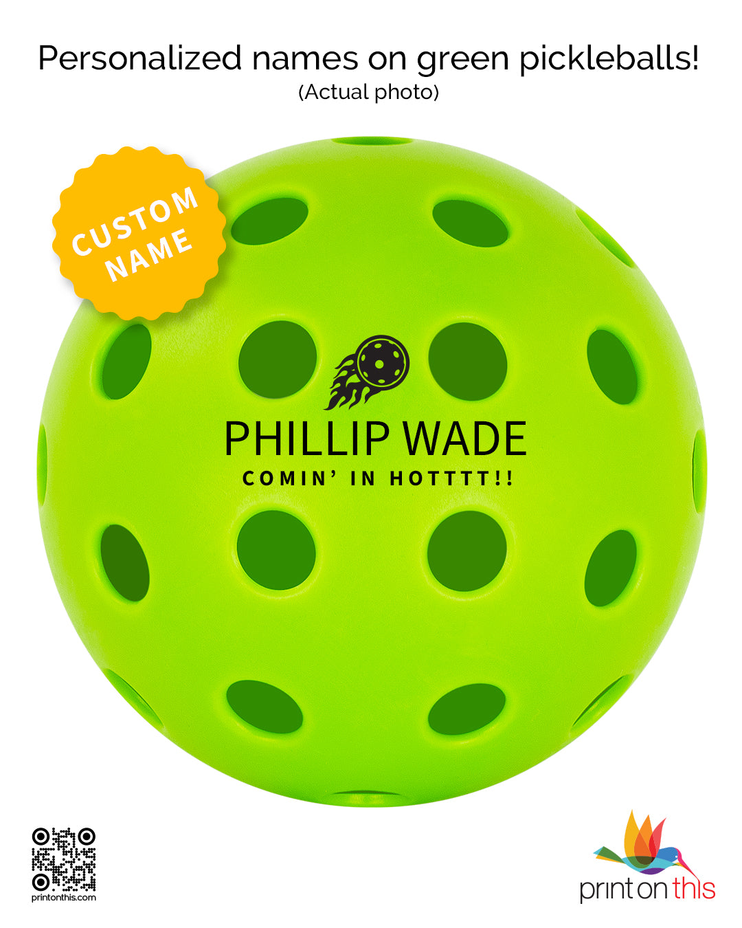 Personalized Green Pickleballs