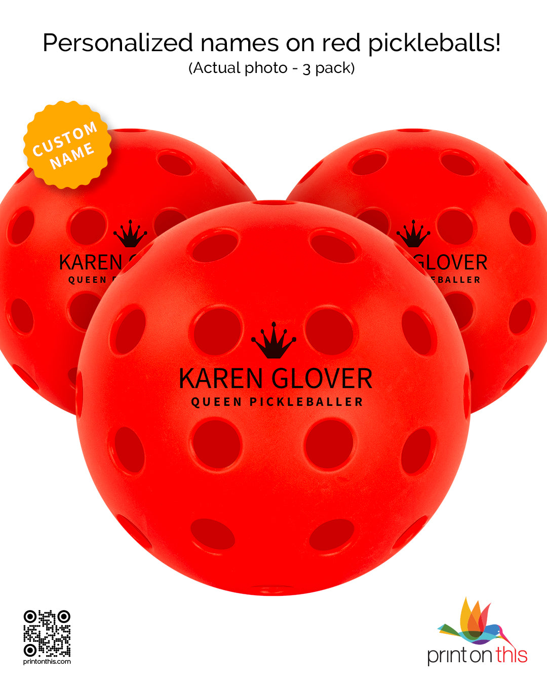 Personalized Red Pickleballs