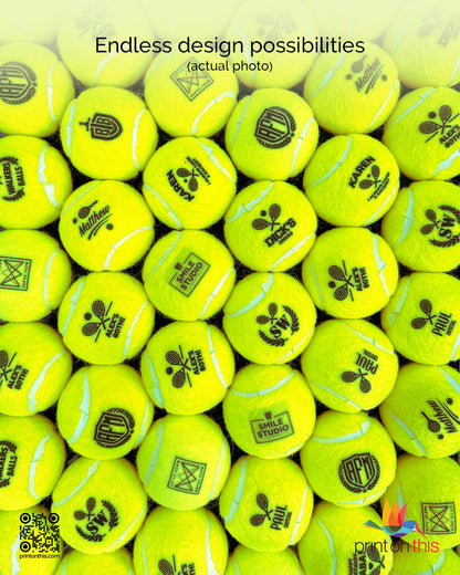 Personalized tennis balls with optional customized cans. No minimums! Corporate rush orders and fast shipping!